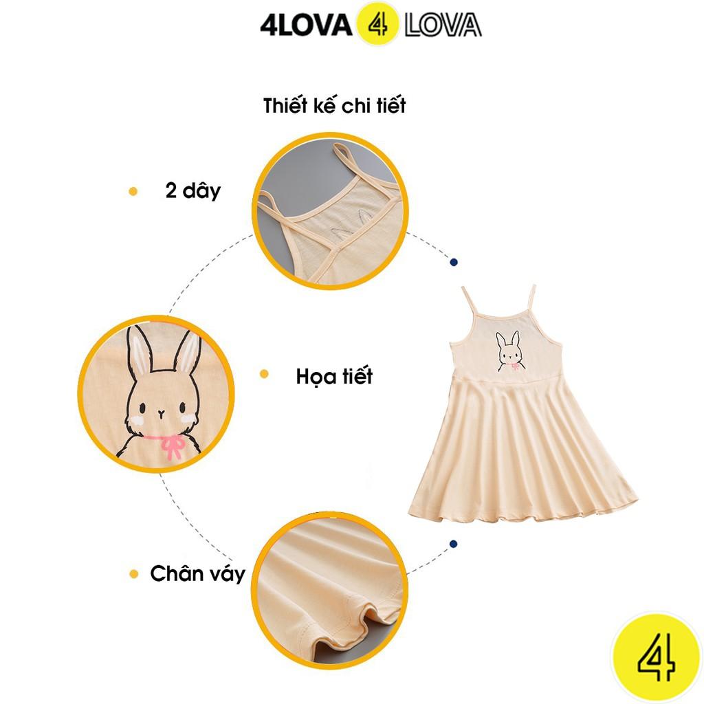 Váy hai dây cho bé gái 4LOVA cotton họa tiết hoạt hình hàng chính hãng từ 1 - 10 tuổi