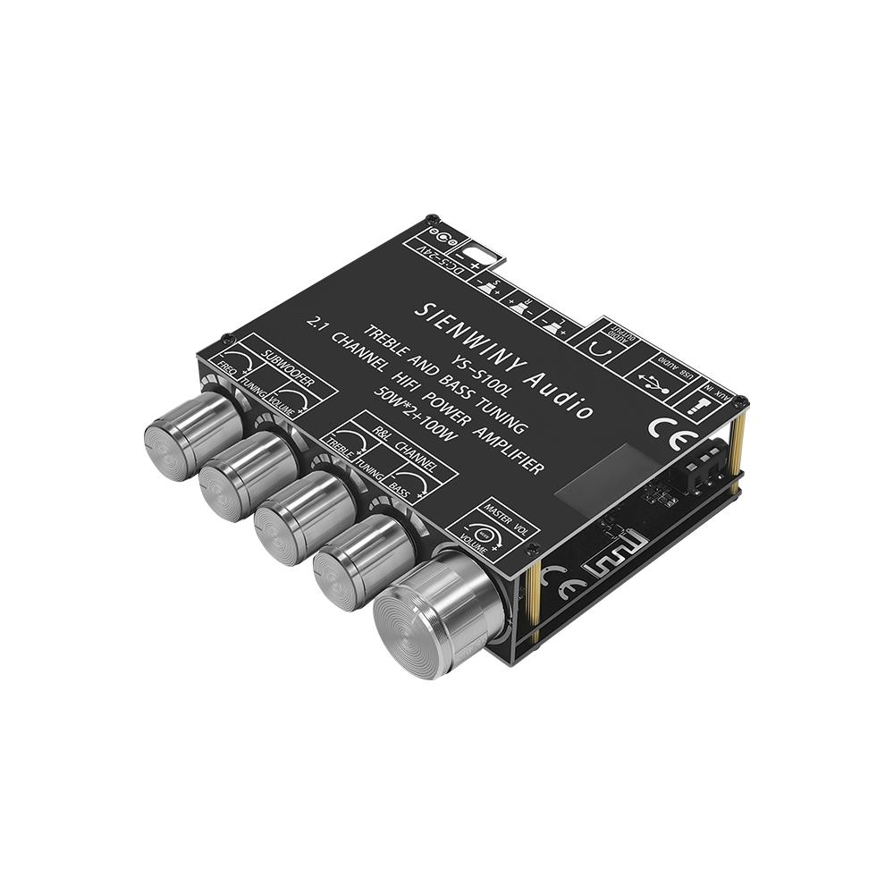 BT5.0 Intelligent 2.1 Channel Power Audio Stereo Subwoofer Amplifier Board 50W+50W+100W Treble Bass Note Tuning Mobilephone APP Contro