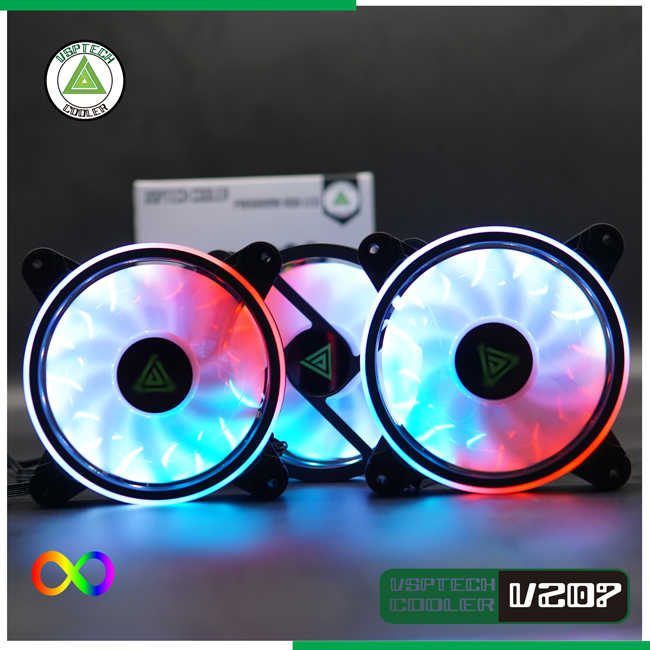 Bộ Kit 3 Fan Kèm Hub VSPTECH V207 LED ARGB - Hàng Chính Hãng