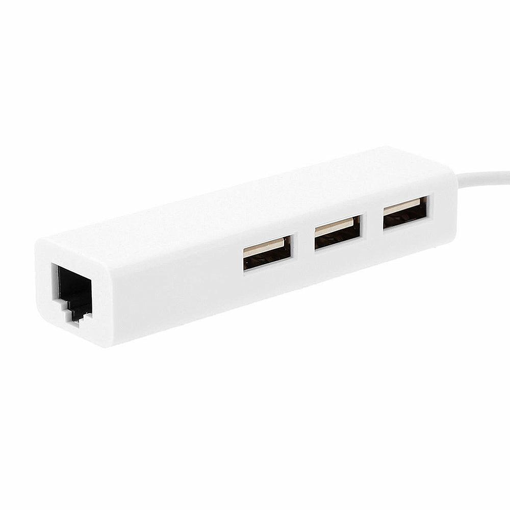 Bộ chuyển đổi USB 2.0 Type-C 3 cổng HUB Fast Ethernet RJ45  mở rộng thẻ mạng 100Mbps cho Macbook