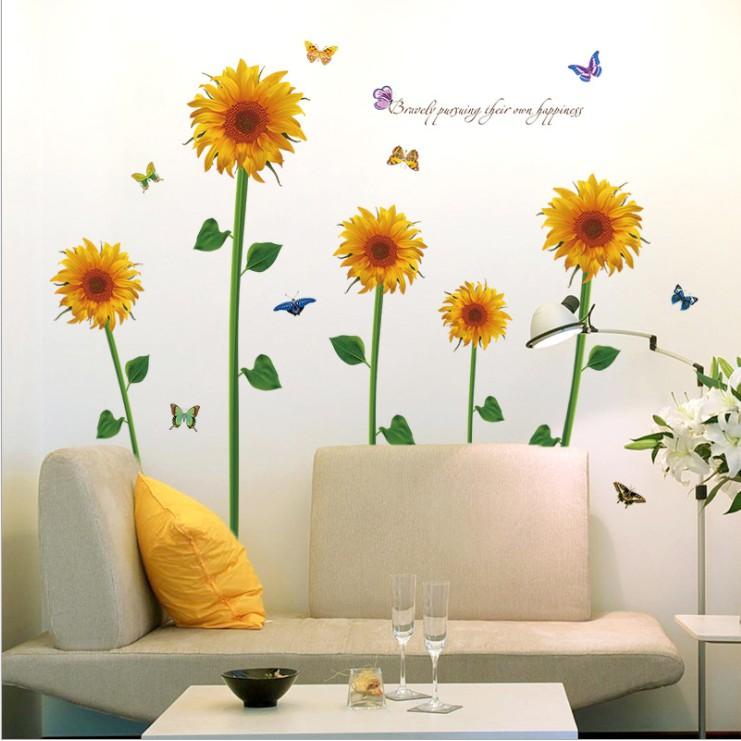 Decal trang trí tường - Hoa Hướng Dương Vàng 02
