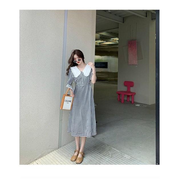 ĐẦM XÒE CARO CỔ SEN TRẮNG