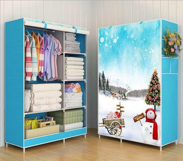 Tủ vải 3D khung Inox đựng quần áo 1 buồng 2 ngăn / 2 buồng 6 ngăn / 3 buồng 8 ngăn