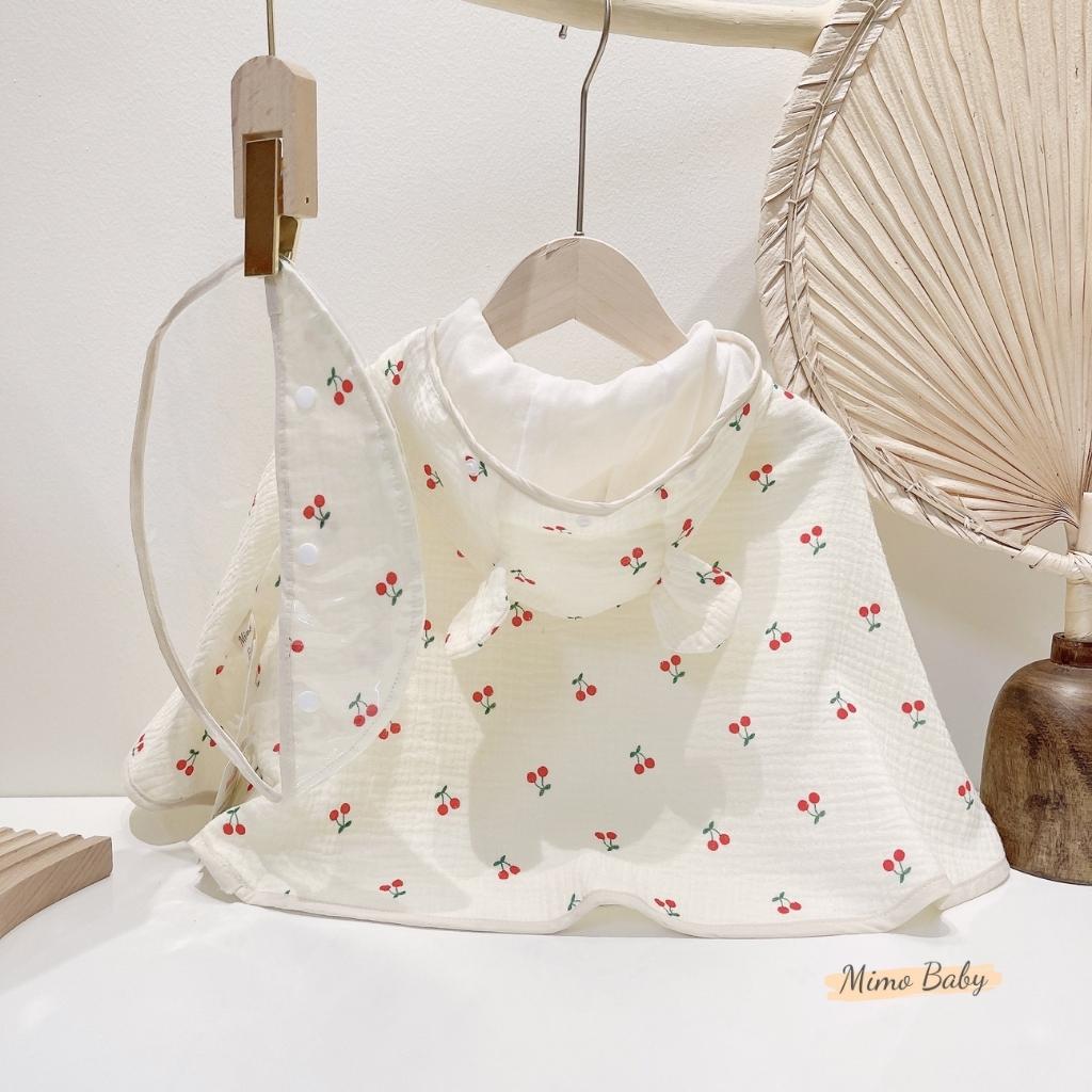 Áo choàng chống nắng kèm mũ chắn giọt bắn vải xô muslin mềm mại cho bé Mimo Baby QA31