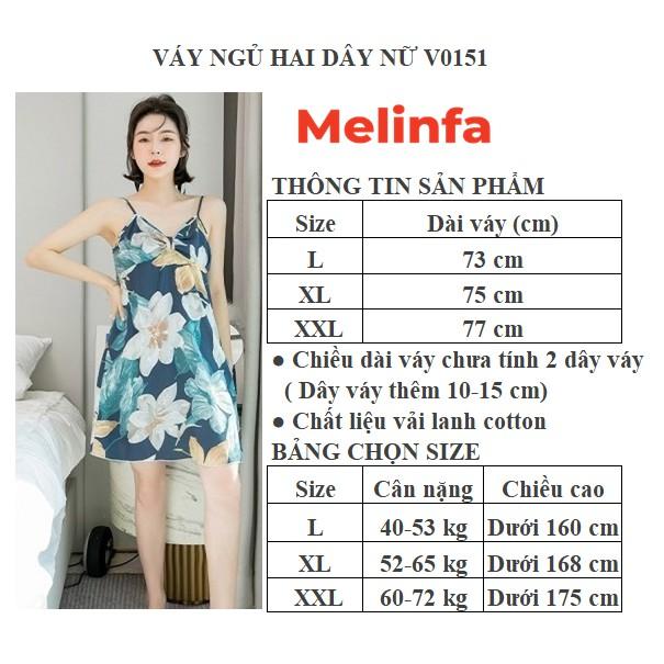 Váy ngủ hai dây, đầm ngủ hai dây nữ phong cách nữ tính chất cotton lanh thoáng mát nhiều màu mã VAV0151