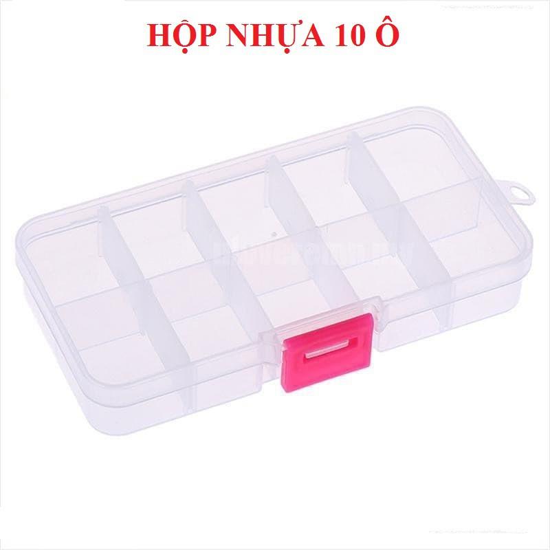 Hộp nhựa 10 ô đựng đồ, phụ kiện,  mi fan, nail, đồ trang sức