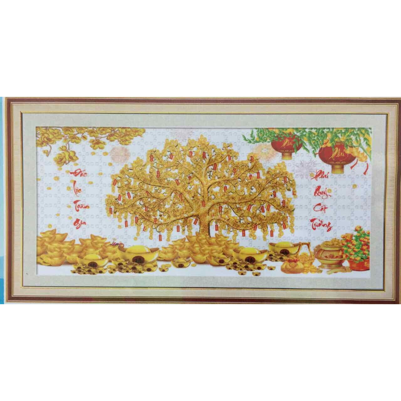 Tranh đính đá giàu sang phú quý 120X65cm