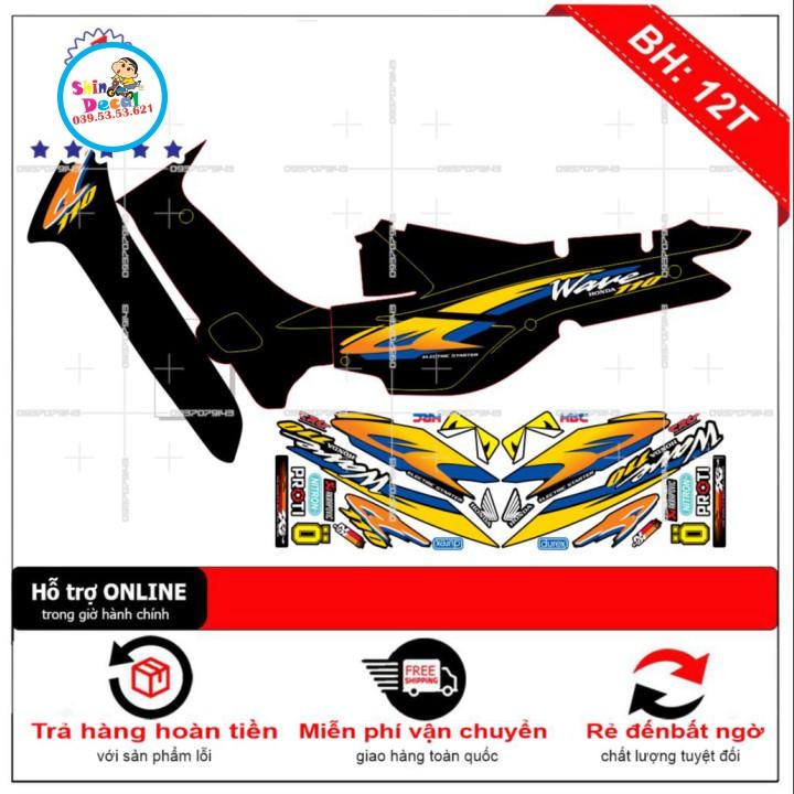 Tem rời wave nhỏ đời đầu 110 dán xe đen