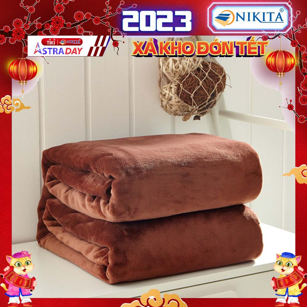 Chăn mền lông tuyết trơn màu, mịn mướt Size Dài 2.1m Rộng 1.2m Chăn ga gối đệm văn phòng, gia đình, du lịch - 2024 - NÂU ĐẤT