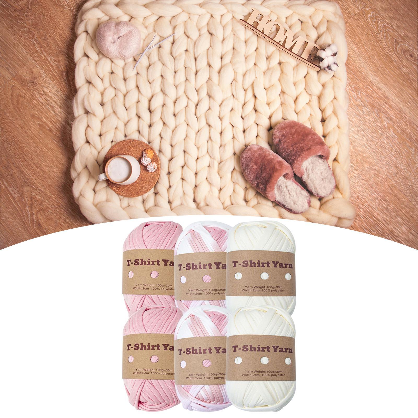 6x Knitting Yarn Fabric Cloth Spaghetti Yarn Polyester Hand Knit Crocheting 32. T-shirt Yarn Carpet Yarn for Handbag Macrame DIY Hats