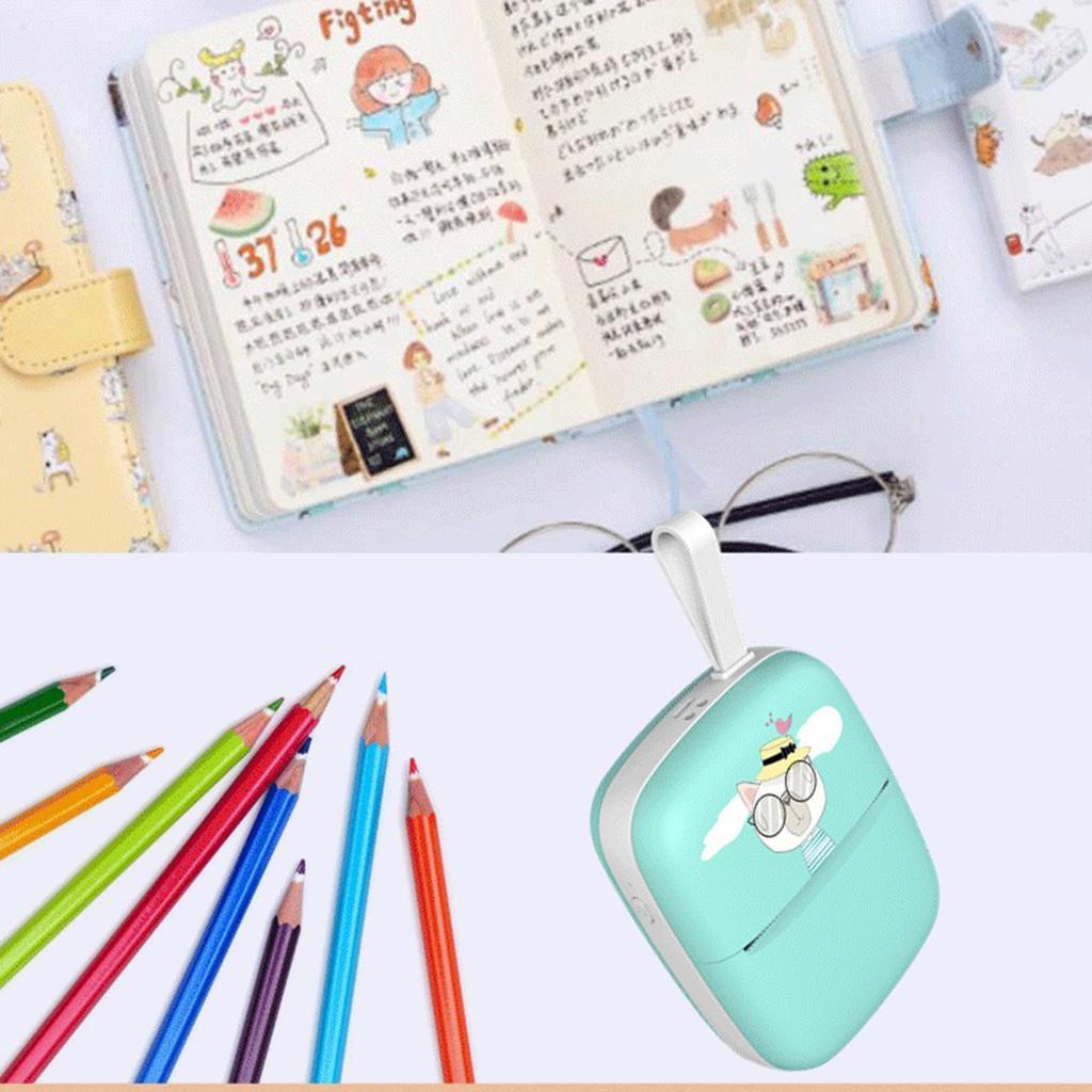 Portable Bluetooth Thermal Printer Phone Photo Label Sticker Printing Green