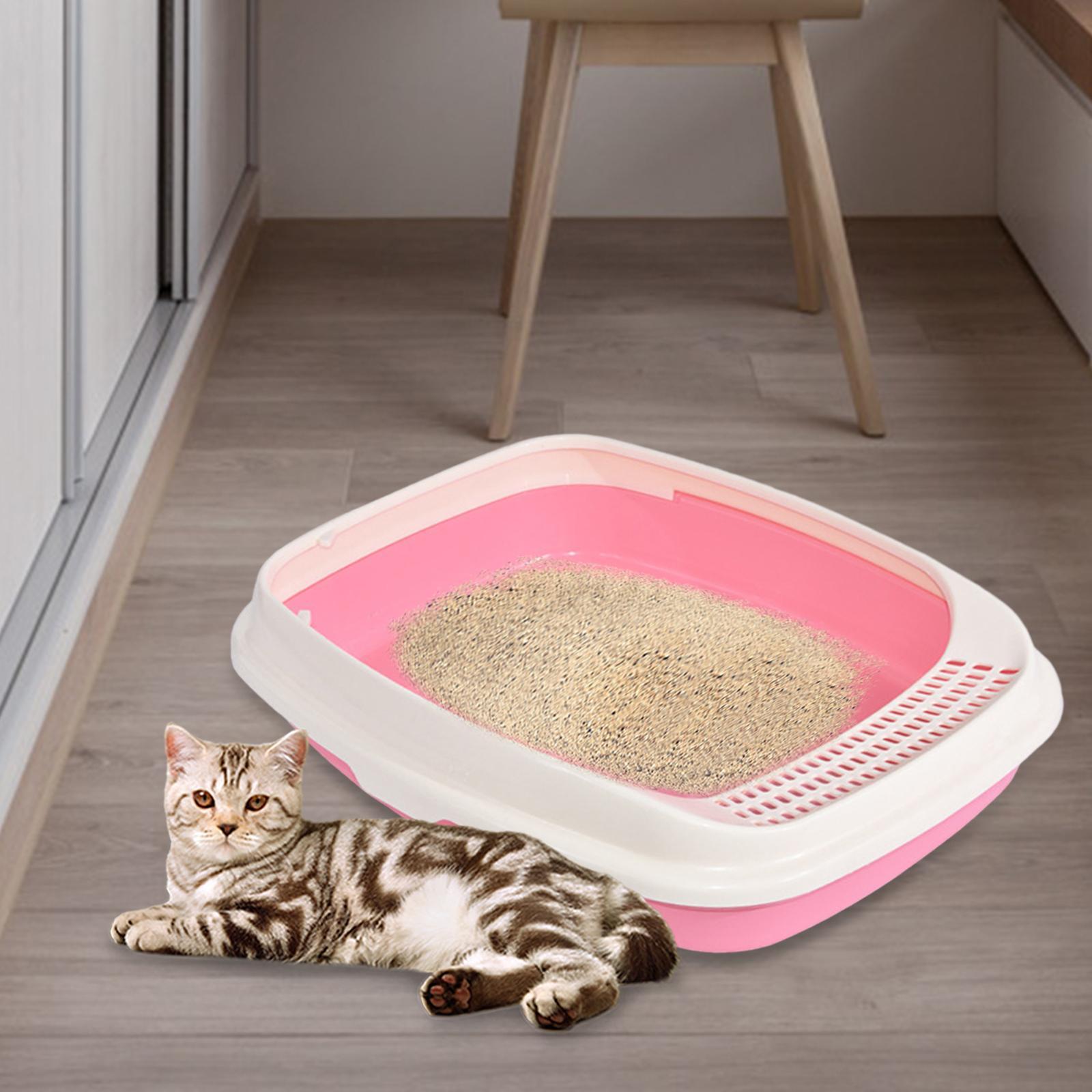 Pet Cat Litter Box Litter Tray Anti Splashing Sturdy Open Top for Small Pets