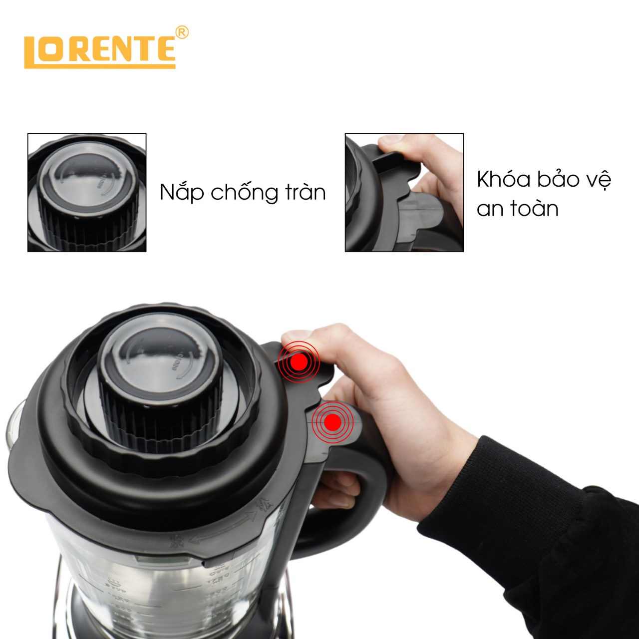 Máy xay nấu sữa hạt 1.75L Lorente LT-2056 cối thủy tinh 5 lớp, có thể nấu sữa đậu nành, bắp khi đang xay - Hàng chính hãng