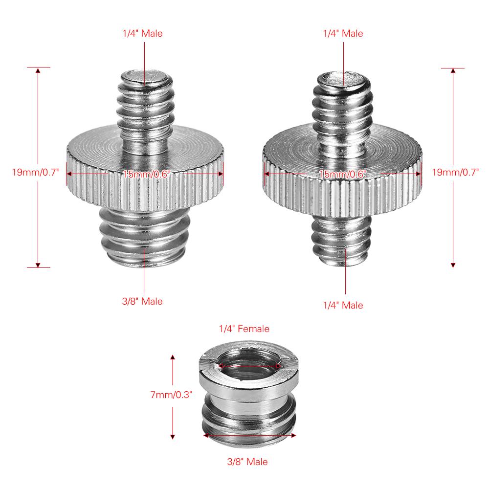 Bộ chuyển đổi vít có ren 1/4 "-20 đến 3/8" -16 Bộ giảm tốc trục vít cái Ống lót trục vít cho chân máy ảnh