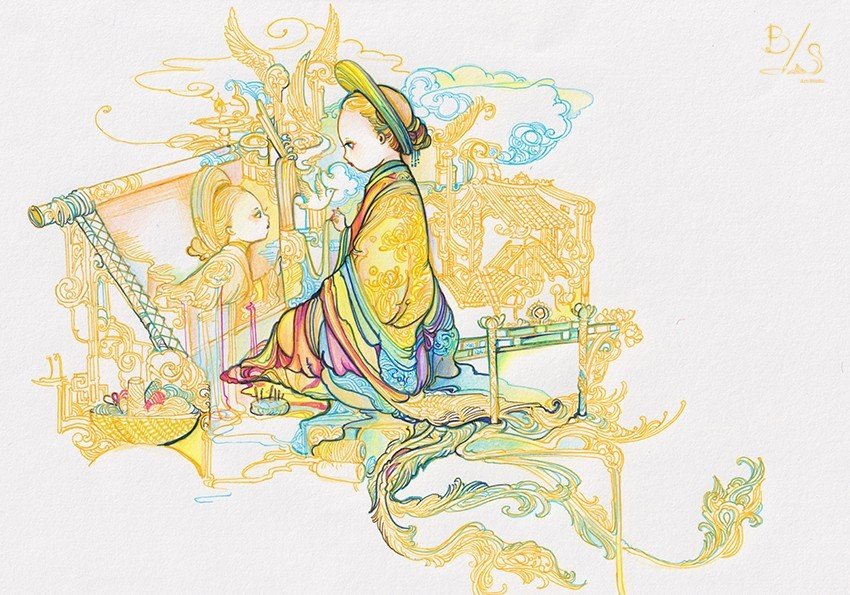 Tranh treo tường "Thêu Chân Dung Họa Tâm Hồn" - Tranh trang trí treo tường phòng ngủ, phòng khách, trang trí góc học tập, làm việc