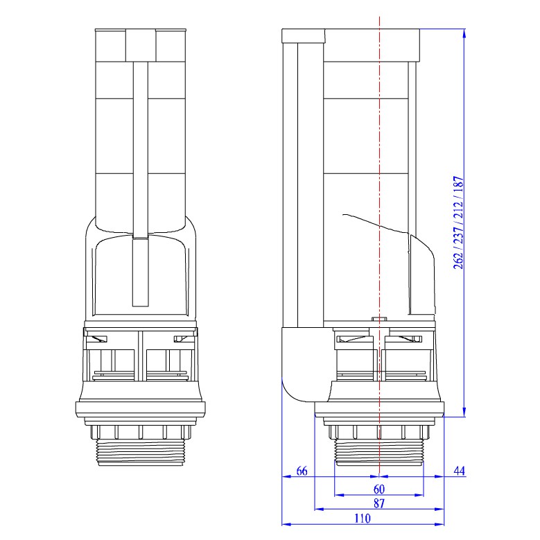 Bộ xả cấp nước 2 nhấn liền khối GT2LK
