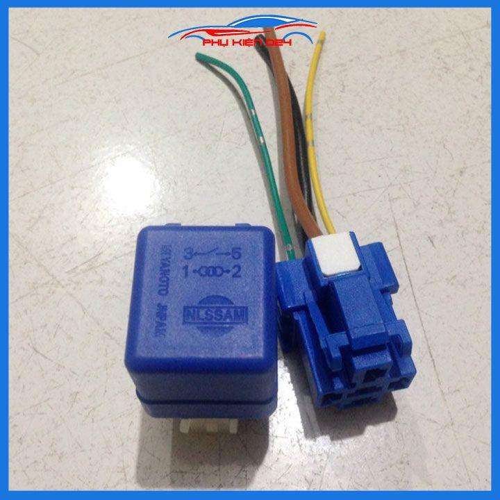 Relay 12V rơ le còi ô tô 4 chân màu xanh có sẵn dây chờ