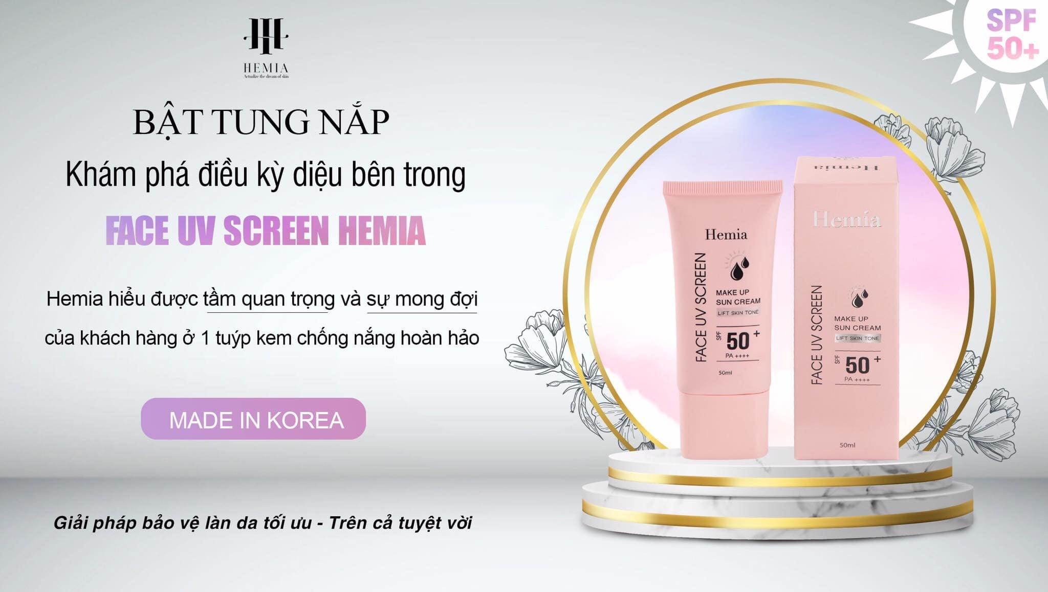 Kem Chống Nắng Dưỡng Trắng Chống Lão Hoá & Kiềm Dầu Hemia Hàn Quốc