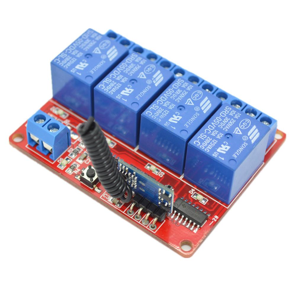 5V 4-CH Relay Board Learning Module with Remote Control Switch Kit 433Mhz