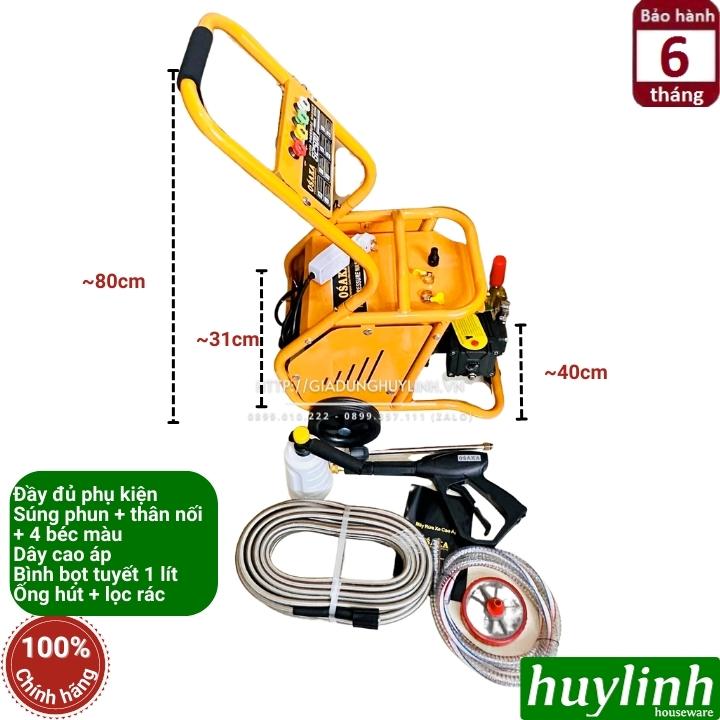 Máy xịt rửa xe công nghiệp Osaka S2500 - 2500W - Tặng bình bọt 1 lít - Hàng chính hãng - Motor từ lõi đồng 100%