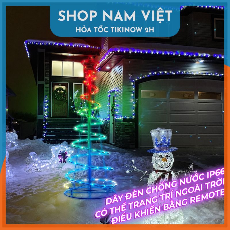 Cây Thông Đèn Led Xoắn Ốc Có Thể Gấp Gọn, Trang Trí Ngoài Trời, Hiệu Ứng Led Sao Băng - Chính Hãng NAVIVU