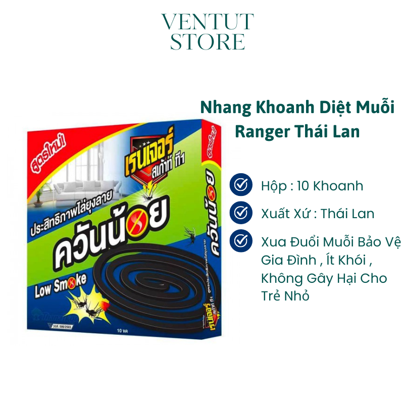 Nhang Muỗi Thái Lan Ranger Low Smoke (ít khói) - Mùi hương dễ chịu