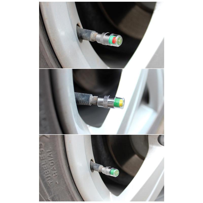 Set 4 nắp van lốp xe chỉ báo áp suất 3 màu sắc 2.4bar 36PSI chất lượng cao