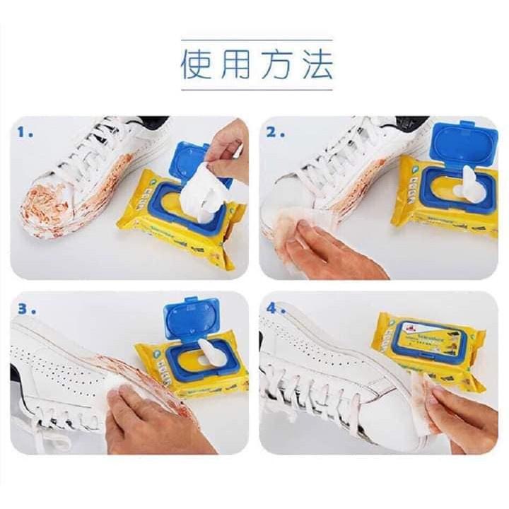 Giấy Lau Giày SNEAKER  Tẩy Trắng Và Làm Sạch Mọi Vết Ố Bẩn Trên Giày Dép Hộp 30 Tờ