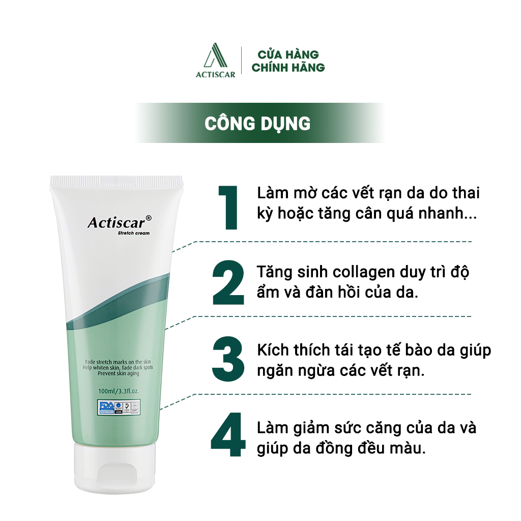 Combo Kem Rạn Da Actiscar Stretch 100ml và Serum Rạn Da 30ml