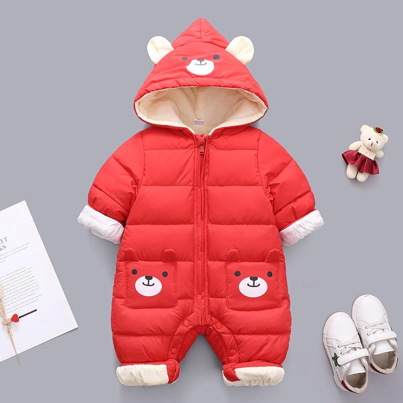 Mới Sinh Dễ Thương Bé Gấu Trúc Quần Áo Mùa Đông Có Mũ Trùm Đầu Rompers Cotton Dày Dặn Ấm Áp Bộ Trang Phục Jumpsuit Áo Liền Quần Snowsuit Trẻ Em Bé Trai Quần Áo