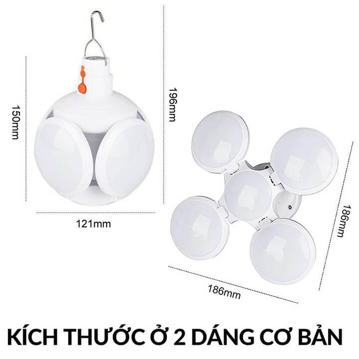 Bóng đèn led tích điện, năng lượng mặt trời hình 4 Cánh Hoa có thể đóng mở