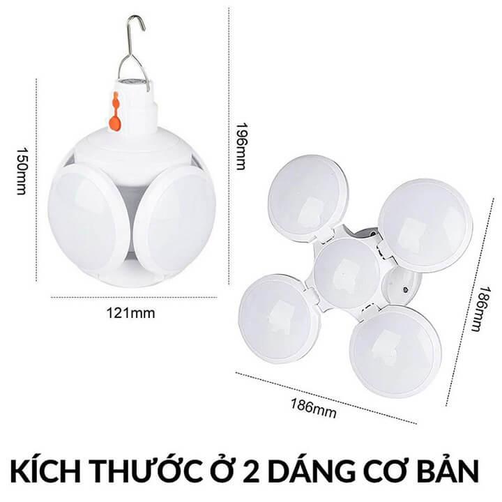 Bóng đèn led tích điện, năng lượng mặt trời hình 4 Cánh Hoa có thể đóng mở (40W)