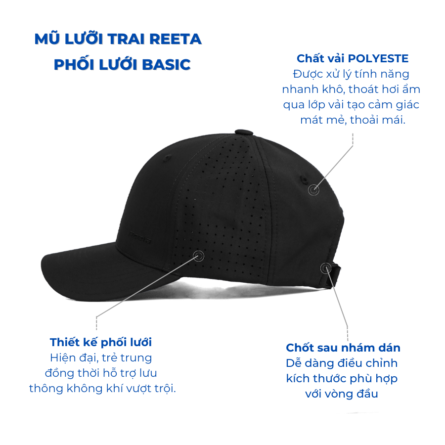 Nón Lưỡi Trai Thể Thao Mũ Lưỡi Trai Chính Hãng REETA,Nón Kết Trơn Thoáng Mát Phù Hợp Cho Cả Nam Và Nữ - N33