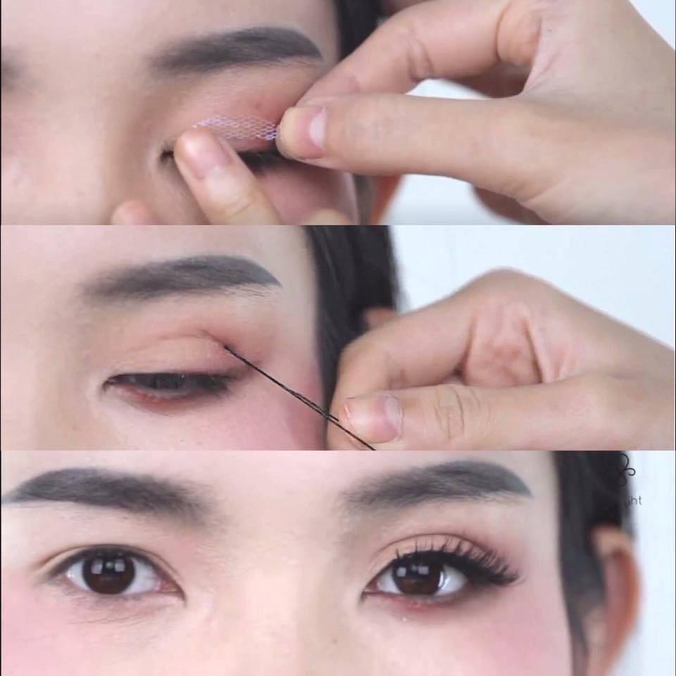 Bao Rẻ - Bộ 420 Miếng Mí Lưới kích mí luôn keo hồng + nhíp