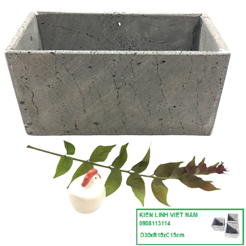Chậu đá ong xám dài 30xR15xC15cm trồng cây ốp tường đá, chậu treo tường trồng cây cảnh đẹp