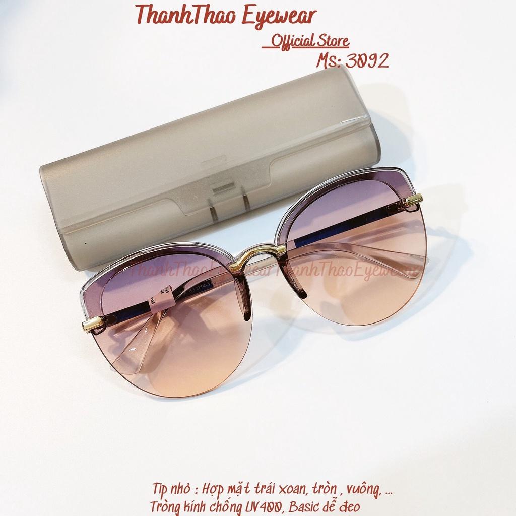 Kính Mát Tròn Nửa Viền Nữ Chống Tia UV Kính Râm 3092 Thời Trang Nhiều Màu Cao Cấp - ThanhThao Eyewear