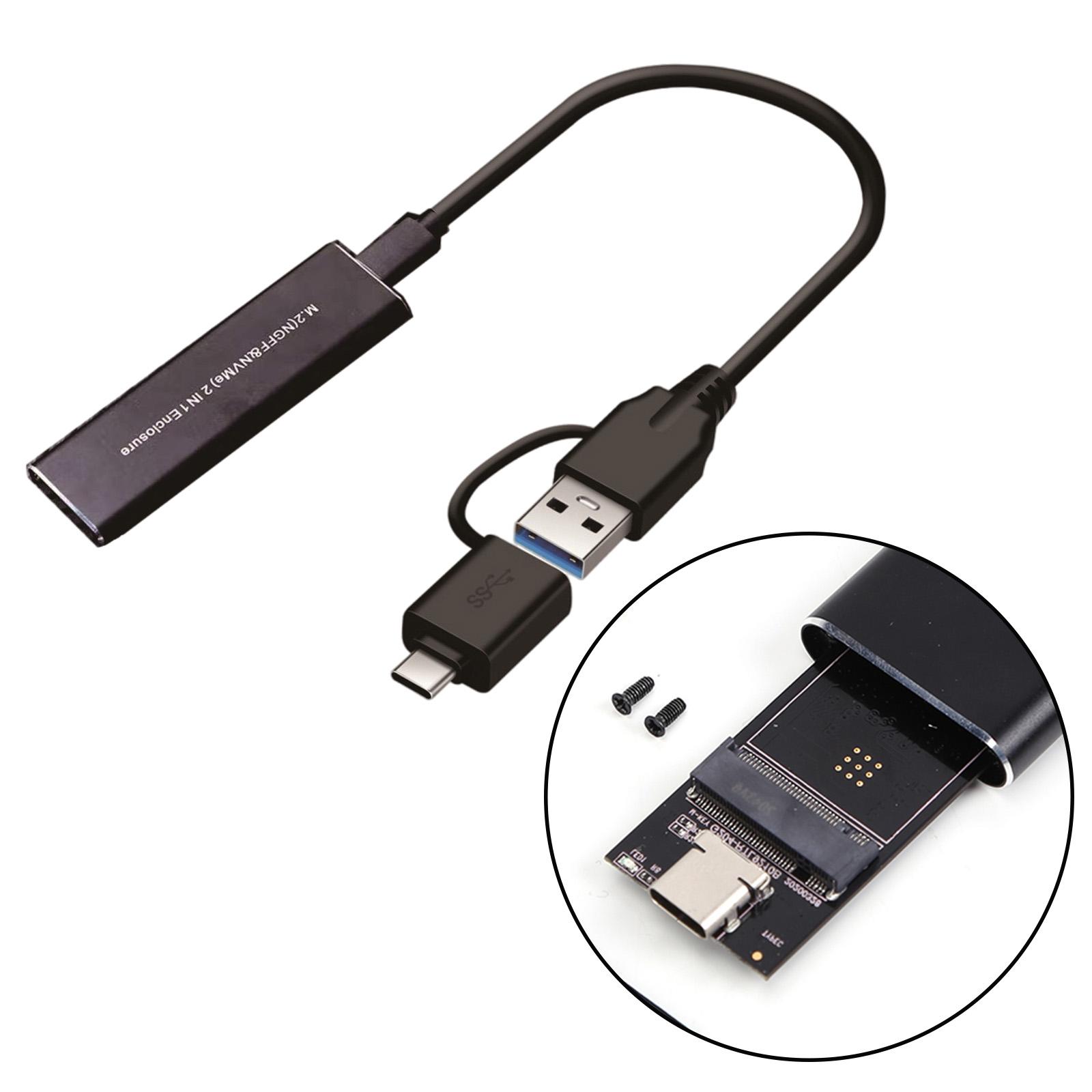 M.2 NVME SSD SATA Enclosure Adapter USB C Case Dual Protocol
