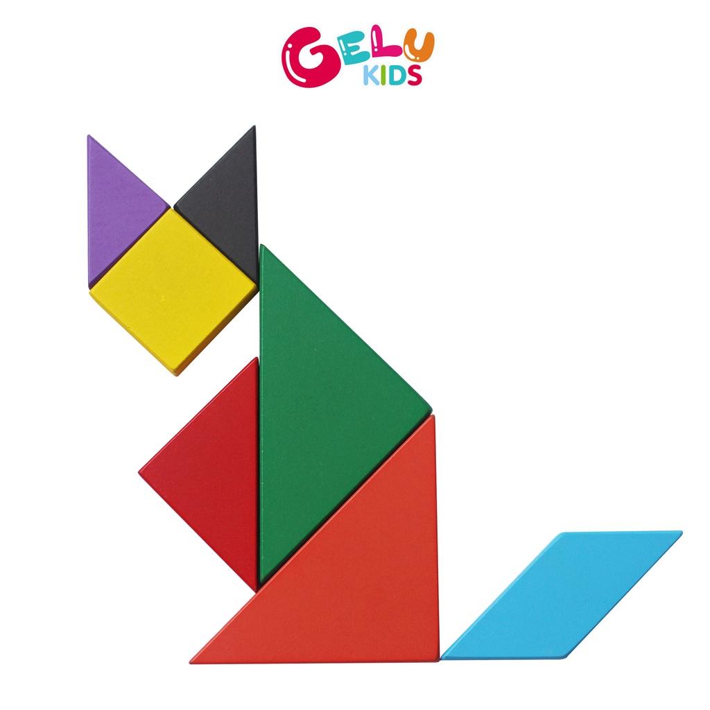 Bộ đồ chơi ghép hình Trí Uẩn Tangram GELU KIDS gỗ sơn màu tự nhiên cho bé vui chơi giải trí - GLDC01