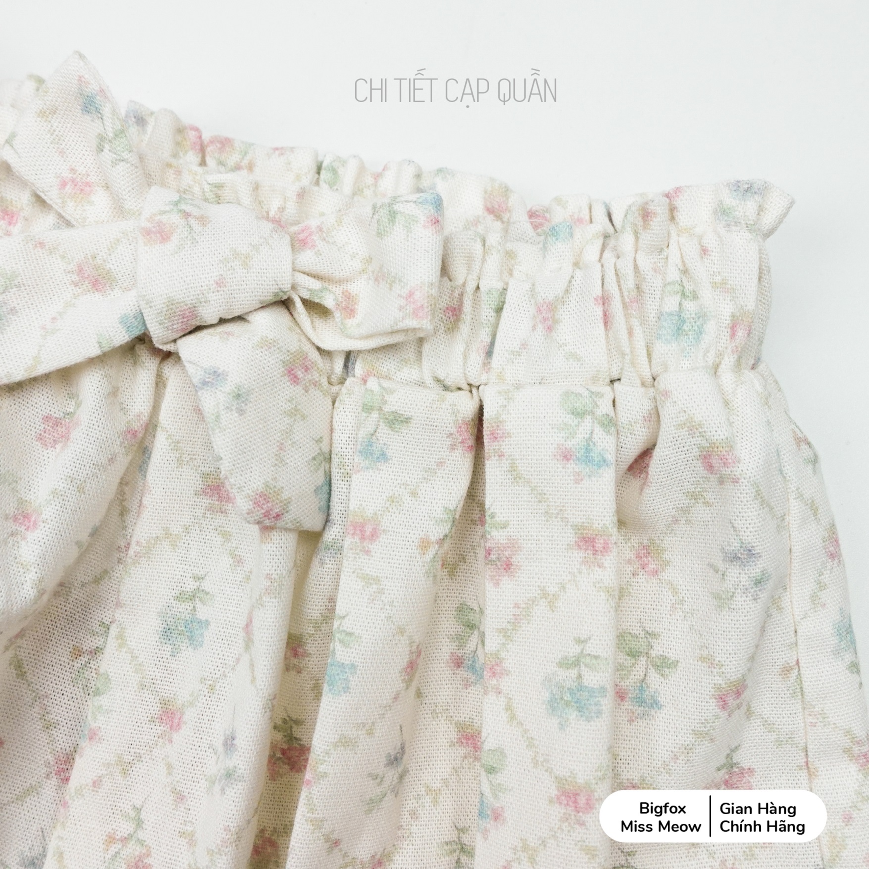 Quần váy đùi cho bé gái Bigfox Miss Meow size đại vải linen hoa nhí cỡ trẻ em 3-11 tuổi 20-30kg