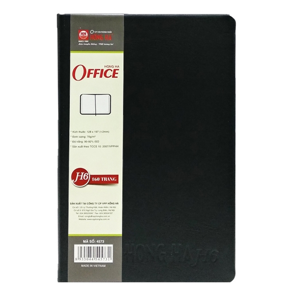 Sổ Hồng Hà Office H6 4573 - 160 Trang - 12.8x19.7 cm - Mẫu 2 - Màu Đen