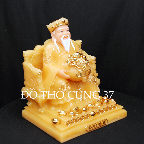 [ Cao 20 cm ] TƯỢNG THẦN TÀI  THỔ ĐỊA  MÀU VÀNG - ĐẾ TRÒN [ BỘT ĐÁ + COMPOSITE ]