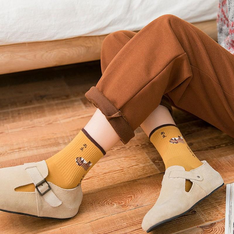 Vớ cổ cao họa tiết hoạt hình cho nữ bằng vải cotton