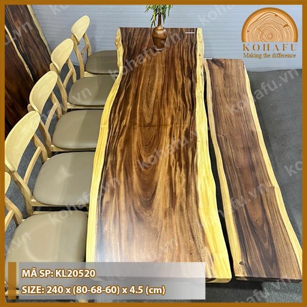 Bàn Me Tây Mặt Gỗ Nguyên Tấm Dài KL20520