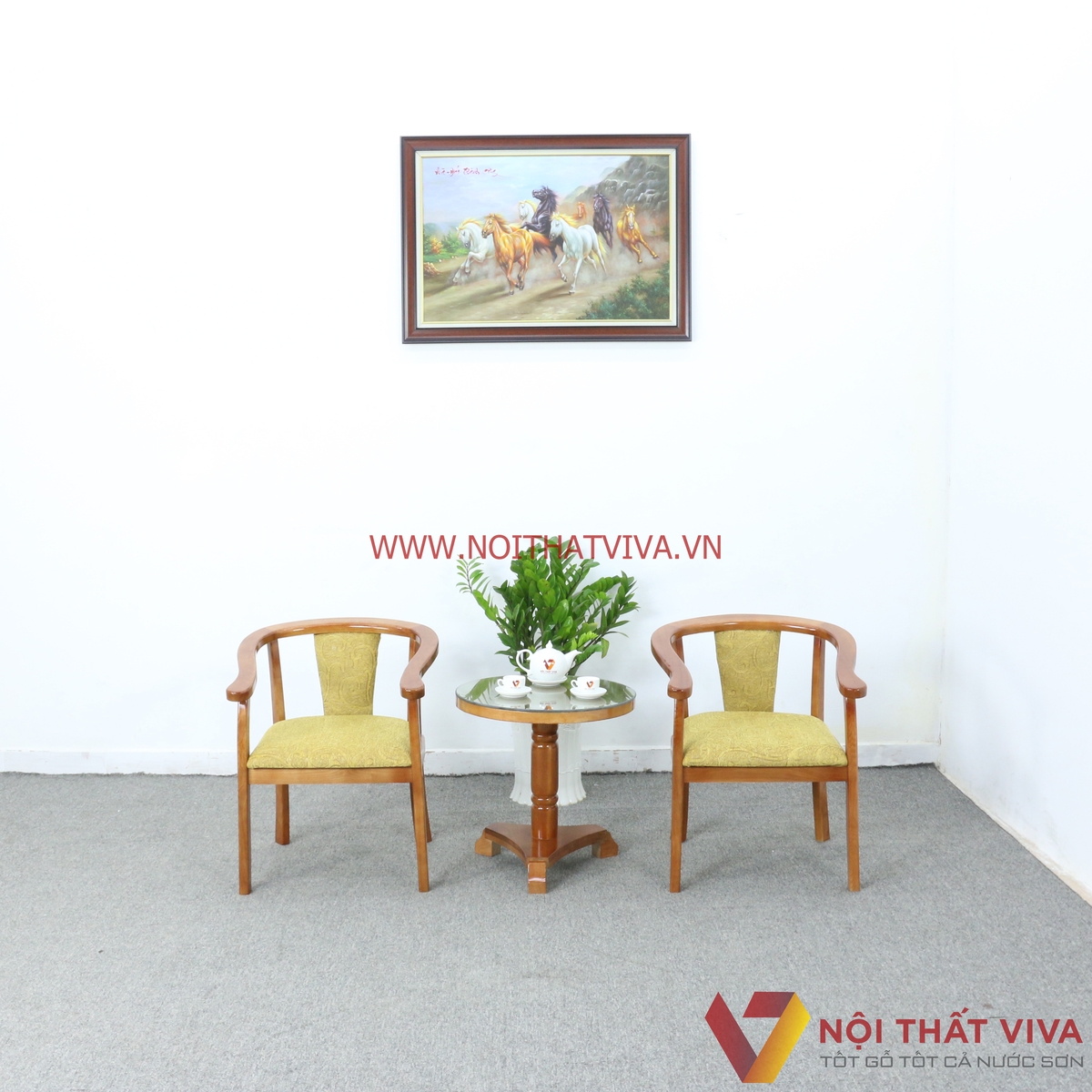 Bộ Bàn Trà 2 Ghế Gỗ Sồi Nga Màu Cánh Gián Đẹp Giá Rẻ