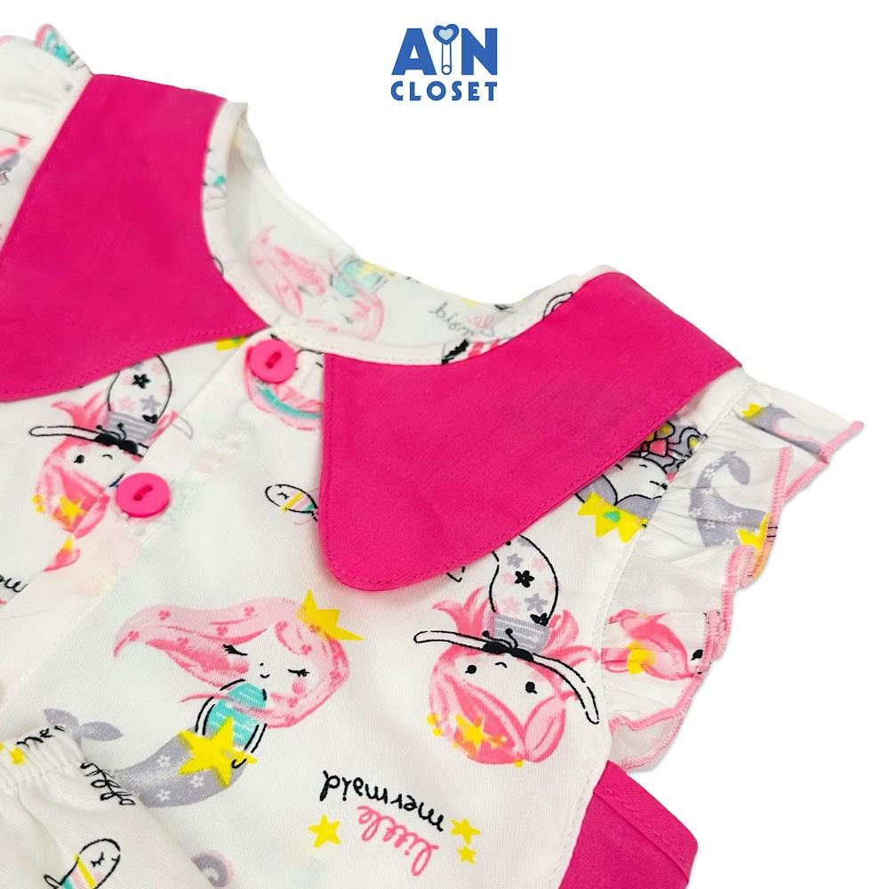 Bộ quần áo Ngắn bé gái họa tiết Nàng Tiên Cá hồng thun cotton - AICDBG0GT7VZ - AIN Closet