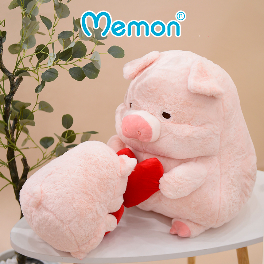 Gấu Bông Heo LuLu Ôm Tim 30cm - 55cm Cao Cấp Memon, Heo Bông LuLu Cao Cấp