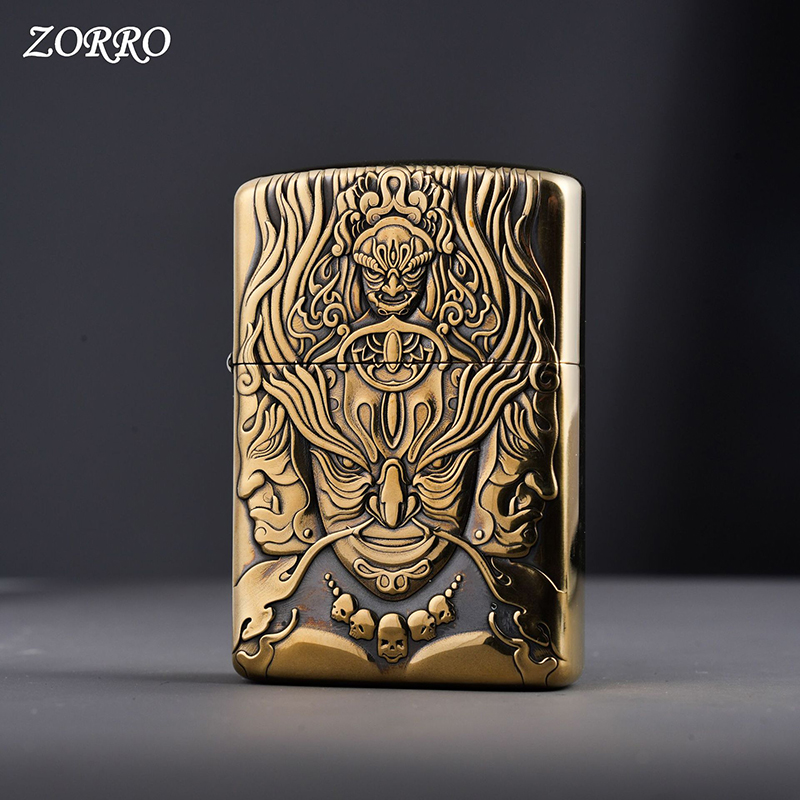 Vỏ Hột Quẹt Bật Lửa Xăng Đá Zorro Z19 Họa Tiết 3D Cực Độc Đáo Nắp Giữ Xăng Kín