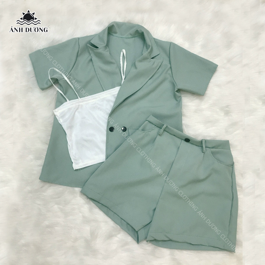 Set 3 món áo 2 dây quần đùi và áo vest nữ 2021 Ánh Dương Clothing M138 vải cotton lạnh co giãn vừa phải, thấm hút mồ hôi, thích hợp đi chơi hẹn hò (không có mút)