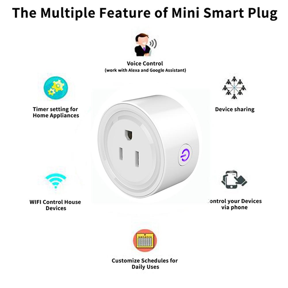 Tuya Wifi Intelligent Socket Remote Control WiFi Plug Wireless Remote Voice Control Timer Smartplug Compatible with