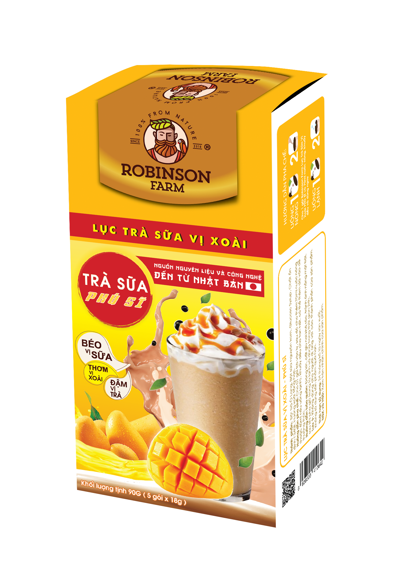 ROBINSON FARM - Trà Sữa Phú Sĩ - Vị Xoài  - Hộp 180g (10 gói x 18g)